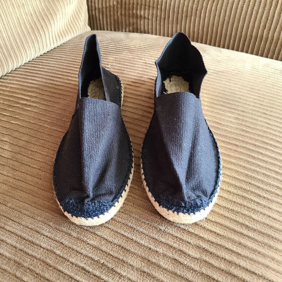 Handmade Black Espadrille flats - Sz 37 - Picture 1 of 6